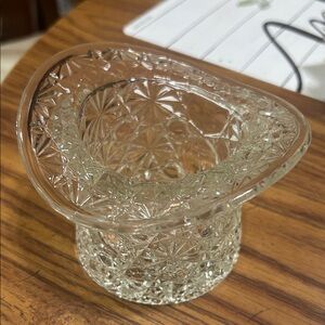 Vintage Fenton Clear Glass Hat-Shaped Trinket Dish